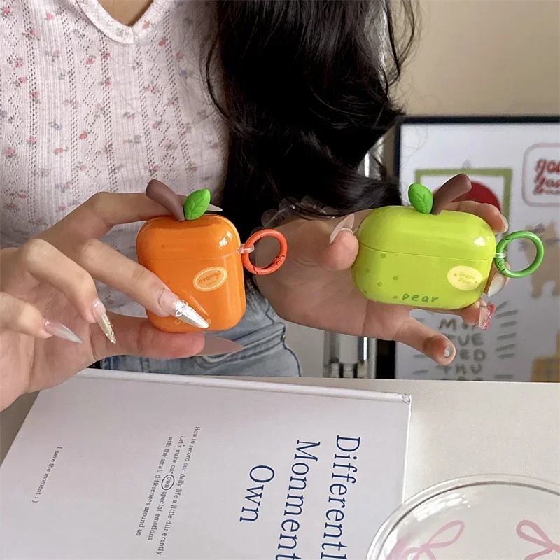 

Korean Cute Orange Earphone Case For Apple Airpods 4 3 2 Pro 2 Cover Silicone Headphone Charging Cases For Airpod Pro2 Gen Funda