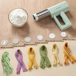 50W Home Noodle Machine Wireless Handheld Electric Noodle Gun Noodle Machine Portable Automatic Dough Pressing Machine 4/6 Molds