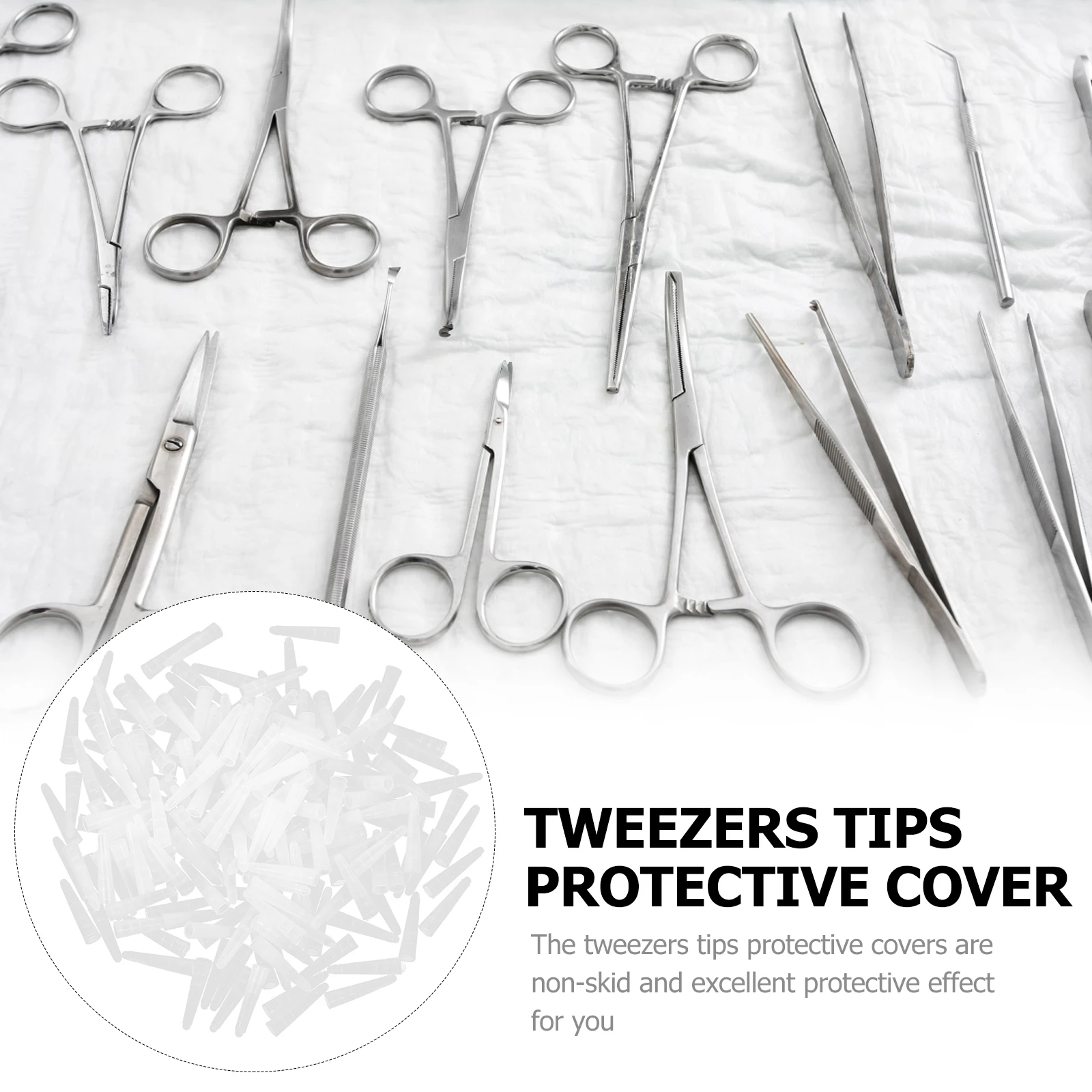 

200pcs Tweezers Head Covers Silicone Tip Protectors Professional Home Travel Protective Caps Elbow Clip Organizer Storage