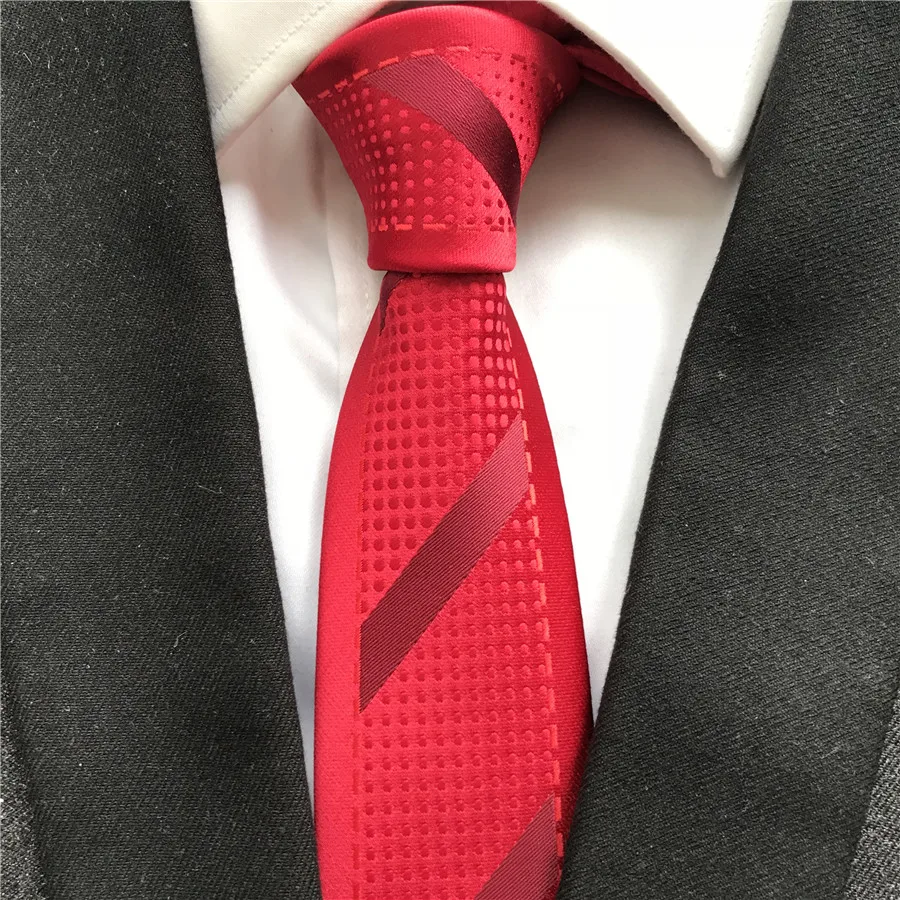 Men's Ties Designer Novelty Panel Neck Tie High Quality Jacquard Woven Neckties Red Skinny Ties for Men