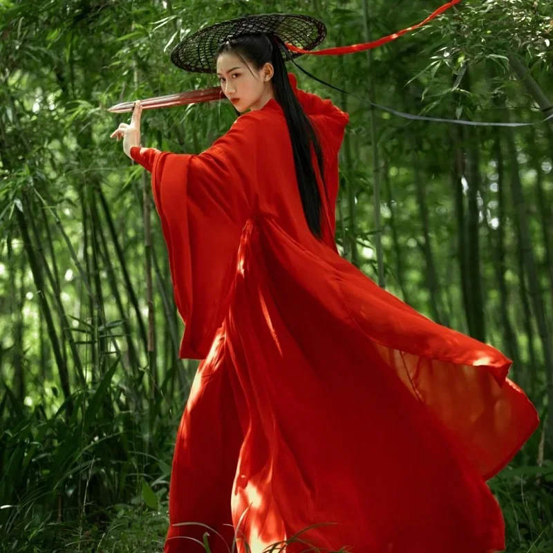 En Stock, vestidos Hanfu, disfraces de Carnaval para mujer, Cosplay, vestido de baile de escenario de estilo tradicional chino, conjunto de fotografía antigua rojo