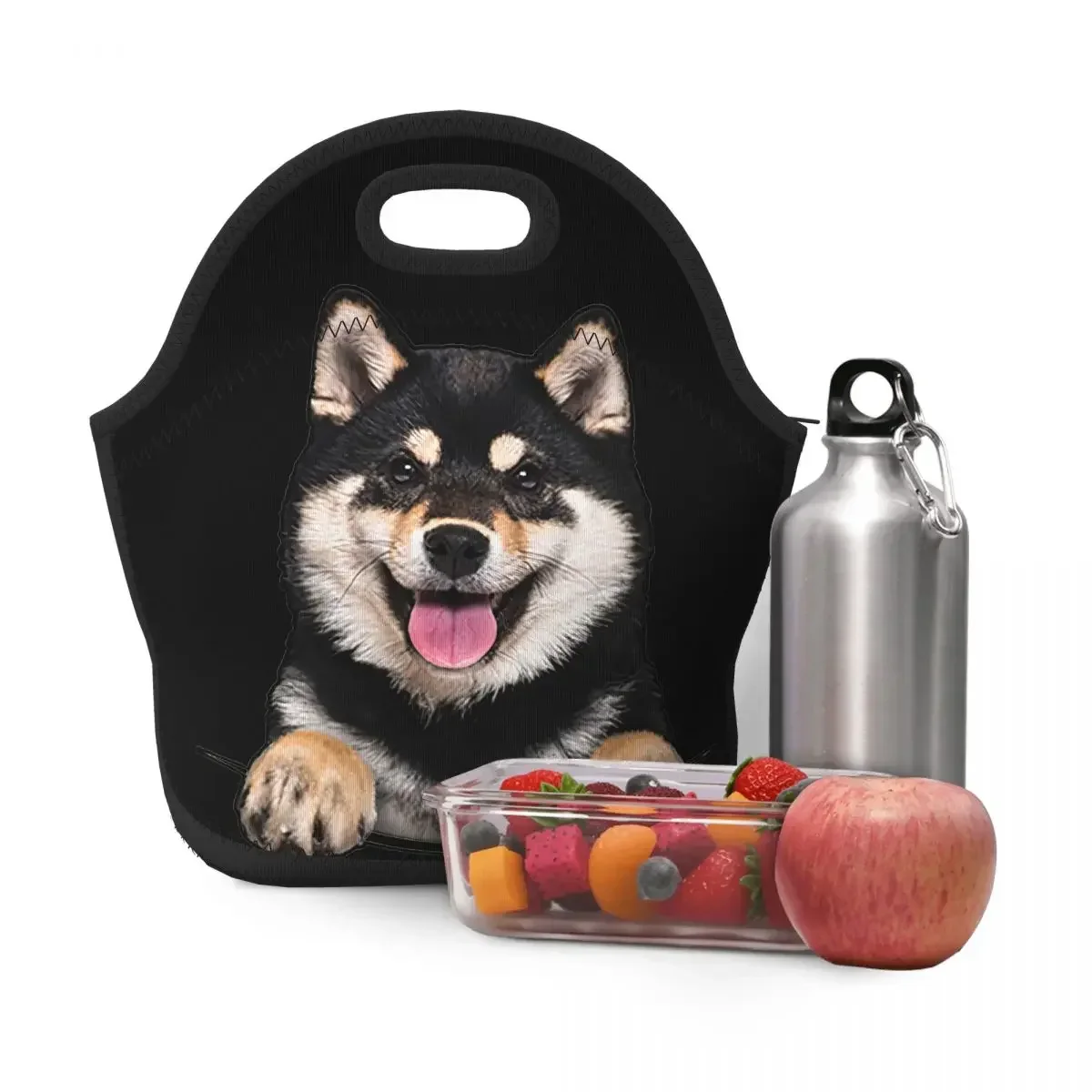 3D Dog Prints Lunch Bags tessuto in Neoprene donna Work Lunch Totes ragazzi ragazze School Lunch Box Pouch Bags