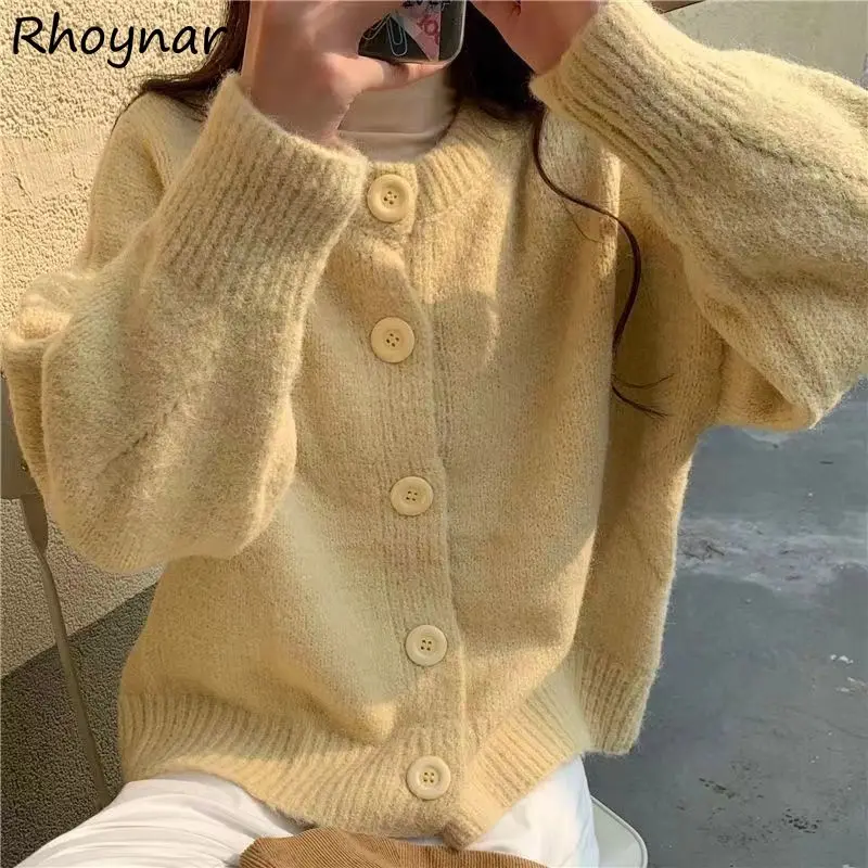 

Cardigans Women Autumn Sweet Girls College Single Breasted Tender Knitted Sweater Loose Fit All-match Korean Style Cozy