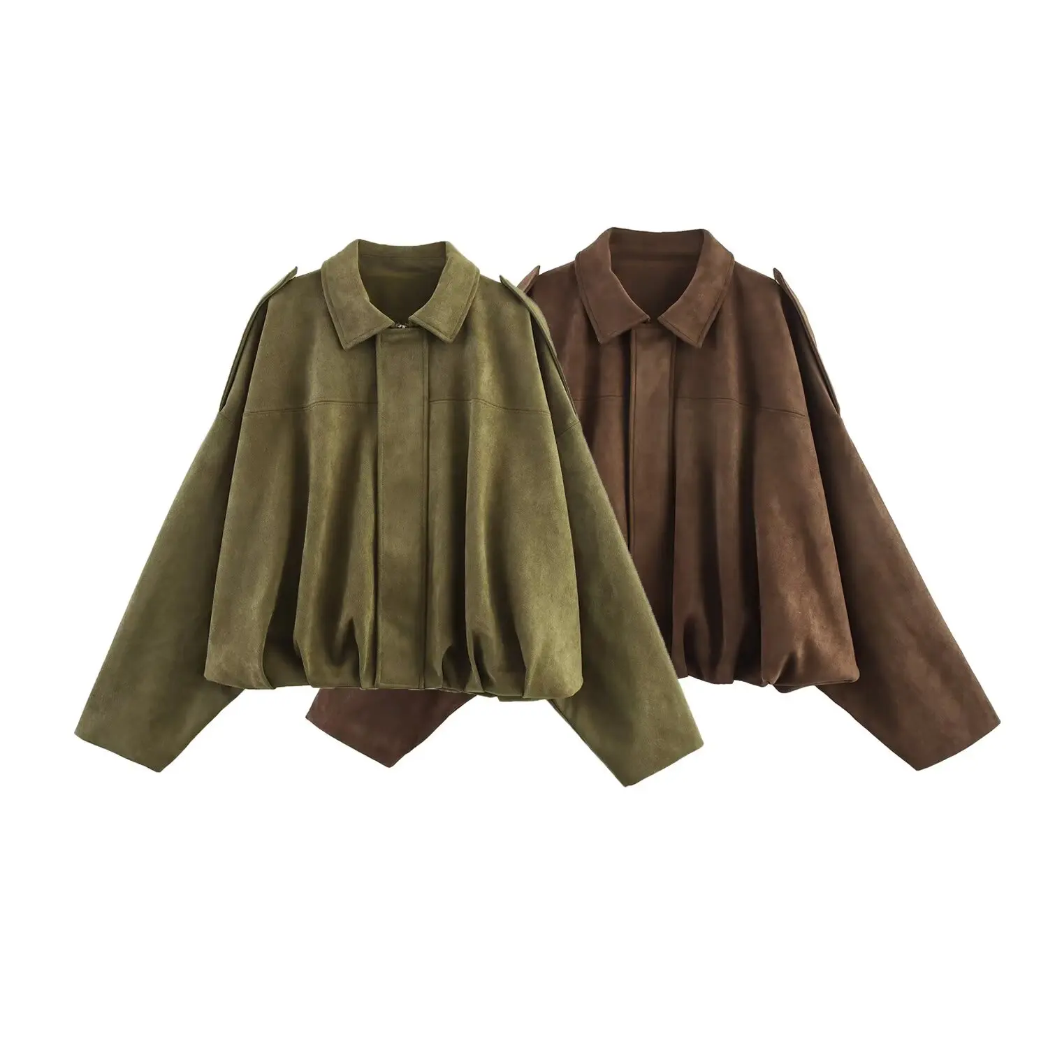 

2025 New Women's Jacket Casual Fashion Synthetic Suede Effect Short Batwing Pilot Jacket