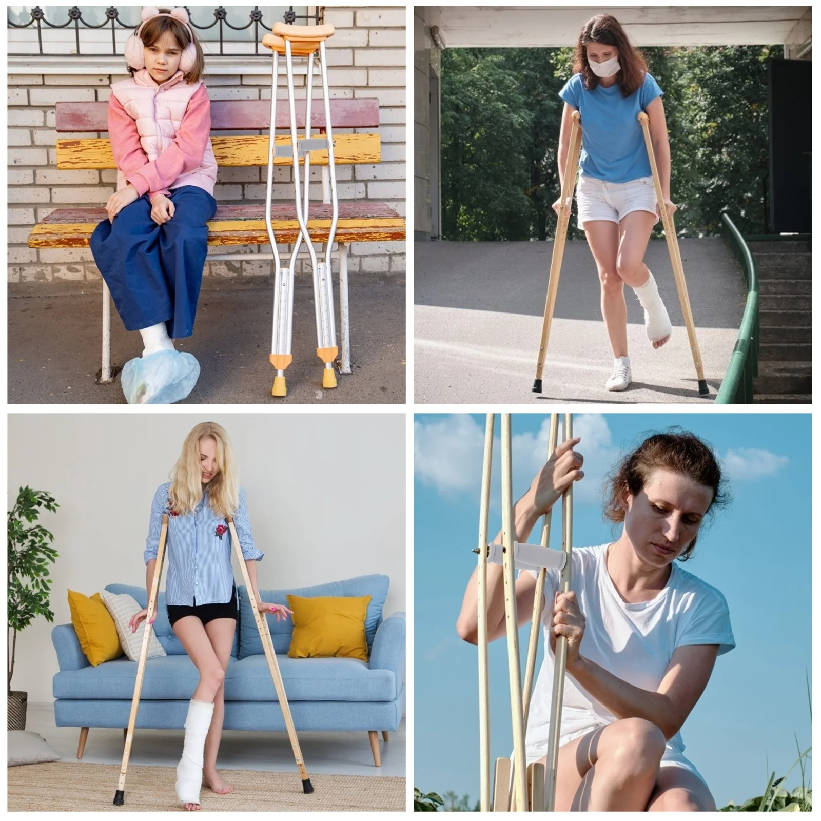 

10pcs Crutch Hand Grips For Standard Aluminum Crutches Durable Tpr Underarm Handle Grip Replacement Accessories