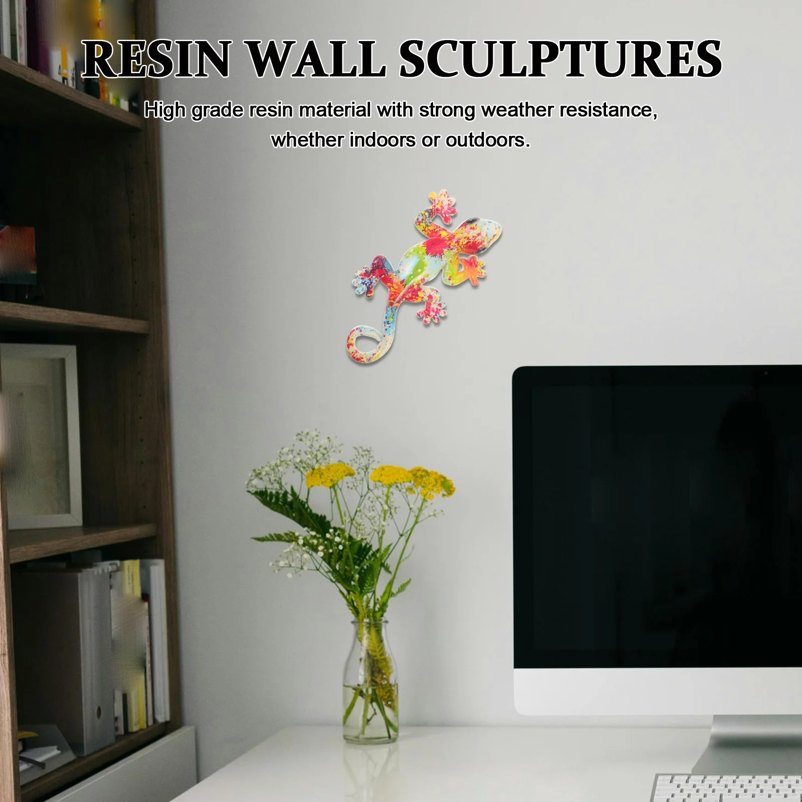 

Gecko Wall Sculpture Resin Garden Lizard For Outdoor Backyard Patio Courtyard Decoration Hanging Animal Statue Yard Art