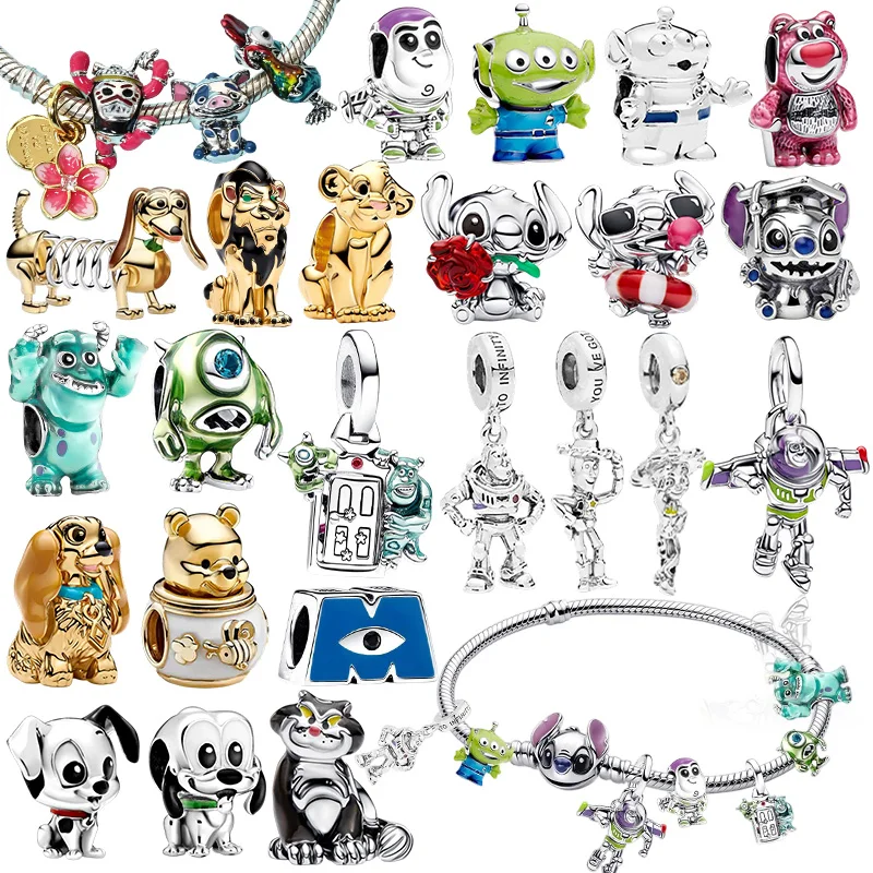 NEW  Lotso Toy Story Lion King Ocean Adventure 101 Loyal Dog Charm Beads Clip Fit Snake Bracelet DIY Jewelry Gift
