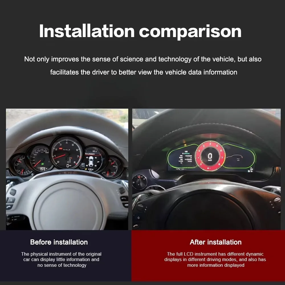 YH سيارة LCD لوحة القيادة الرقمية العنقودية لبورشه ماكان 95B Boxster 718 10-18 لوحة أداة عداد السرعة قمرة القيادة نظام لينكس