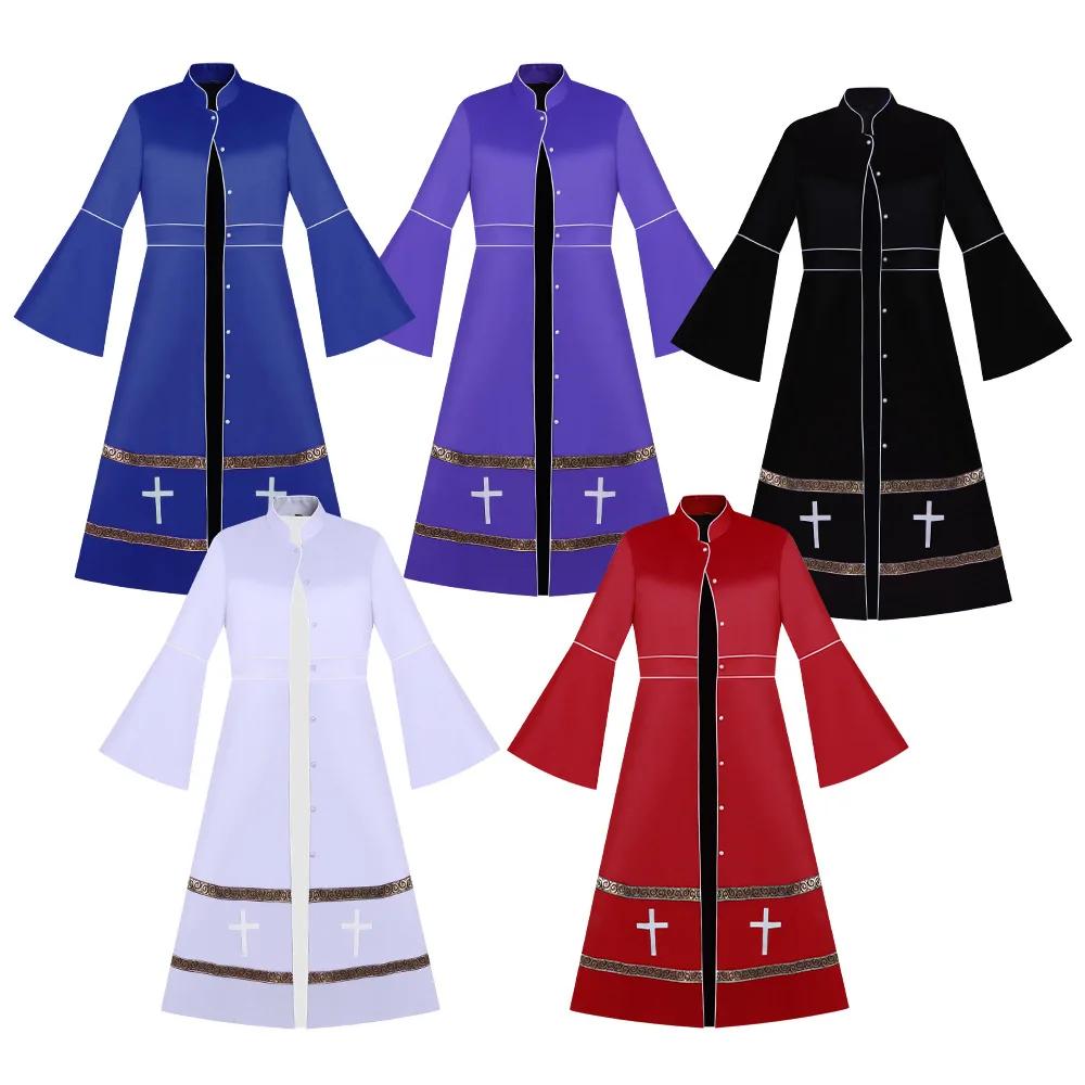 

Средневековый церковный костюм священника, женская монашеская мантия, сутана с туникой, костюм для косплея на Хэллоуин и карнавал
