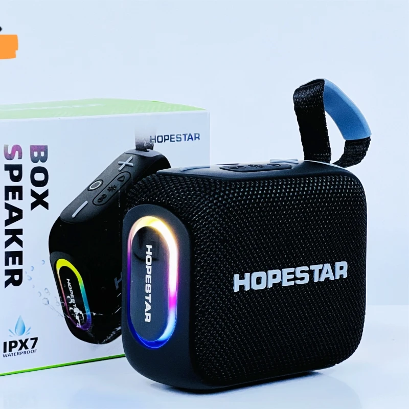 HOPESTAR-H66 다채로운 LED 조명과 휴대용 무선 시끄러운 소리 작은 스피커 다기능 야외 파티 블루투스 스피커