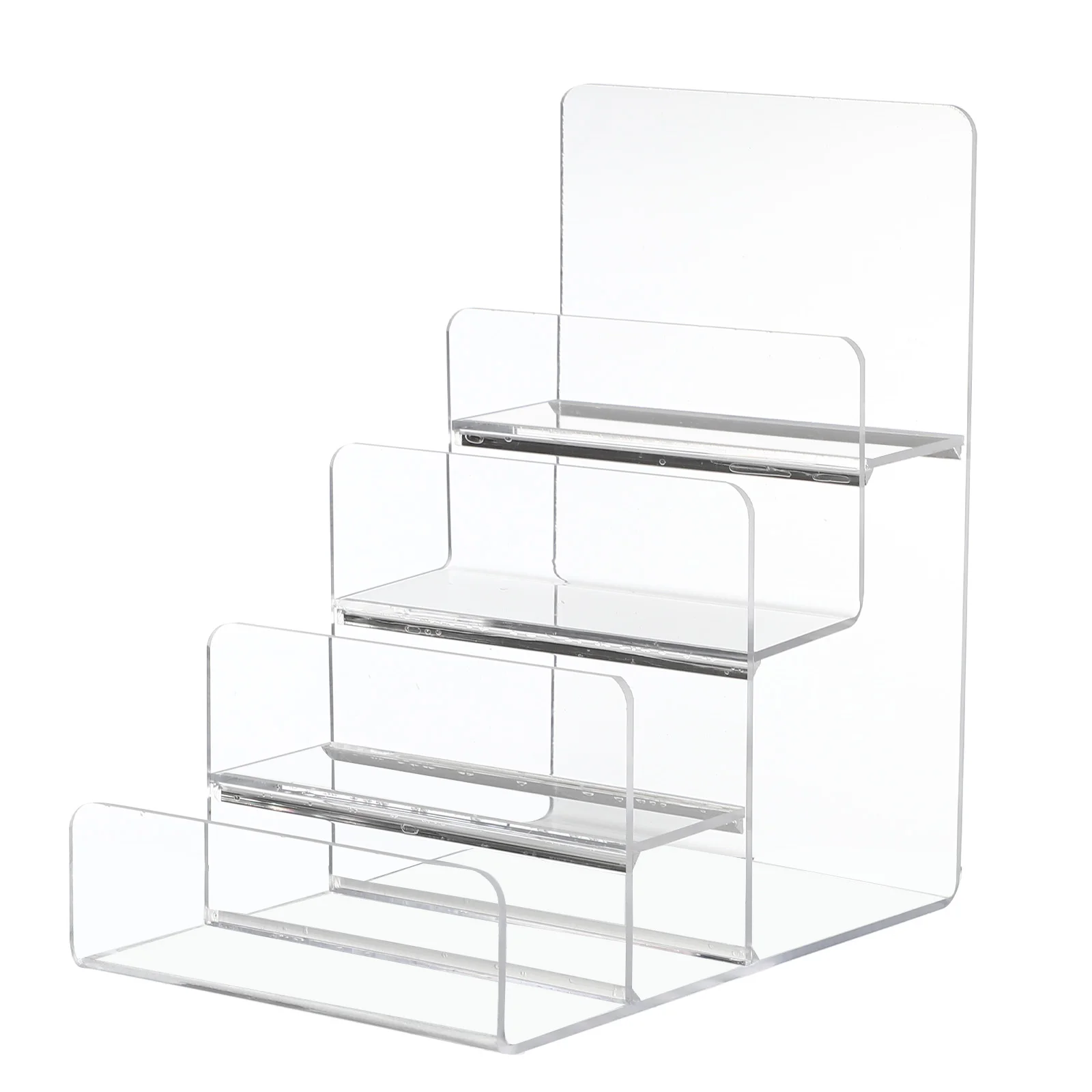 Clear Display Case Table Shelving Trapezoid Stand Rotating Bookshelf Wallet Holder Ladder Bookcase