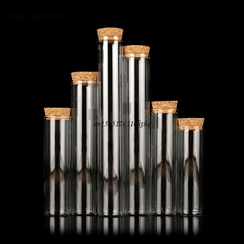 Glass Test Tube with Cork Stoppers for Scientific Experiments Bath Salt and Candy Storage Dropship