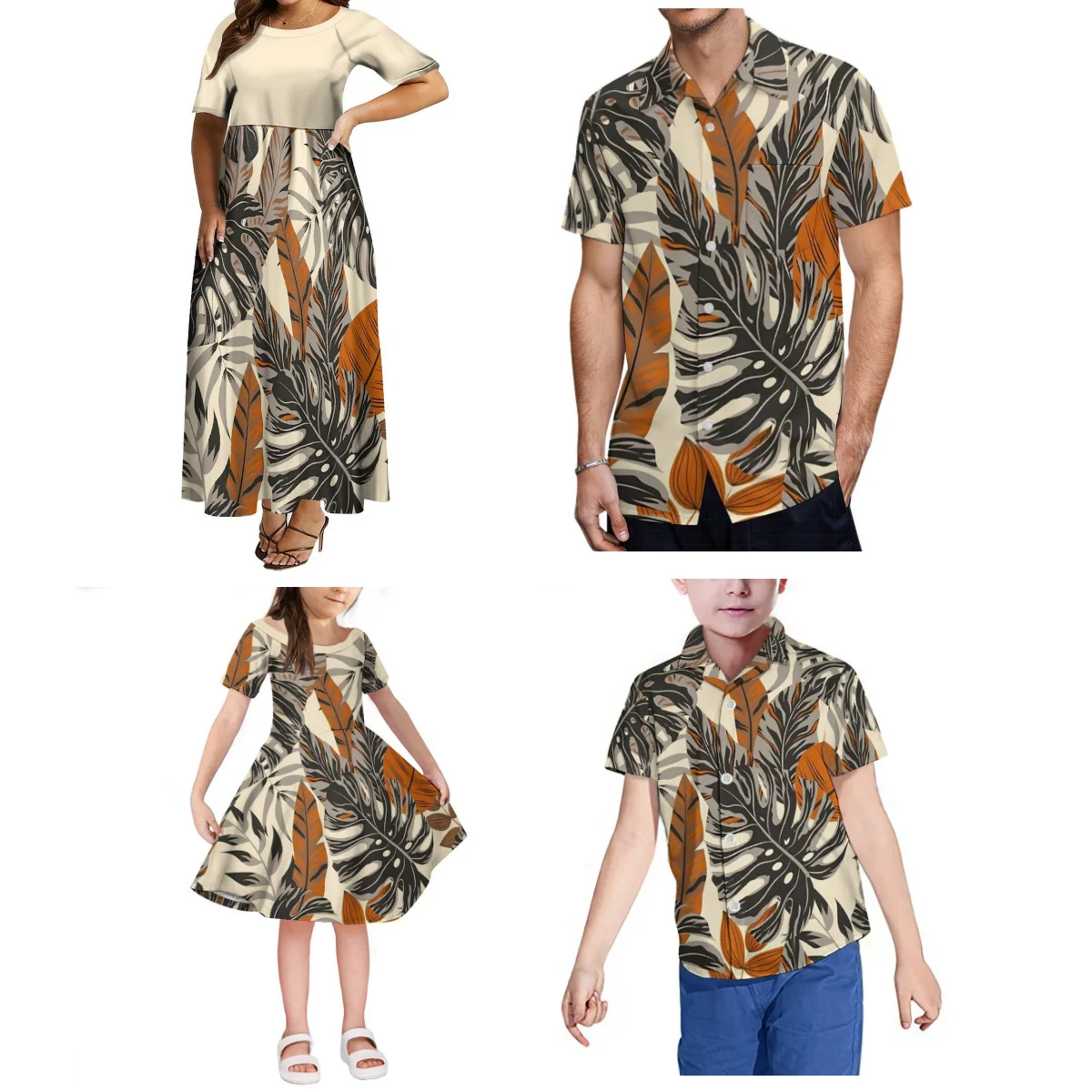 Hd Muster Benutzerdefinierte Heiße Frauen Rundhals Kleid Pacific Island Design Männer Casual Hemd Samoa Fiji Familie Party Kleidung