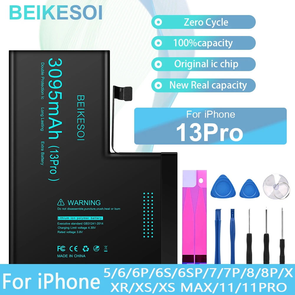 

Аккумулятор BEIKESOI для iPhone 13 Pro, аккумулятор для iPhone 13 pro, мобильный аккумулятор, длительное время ожидания с инструментом