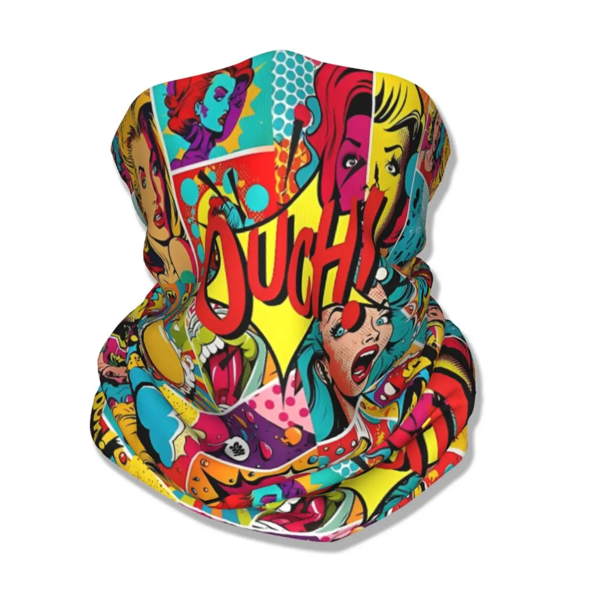 Retro Comic Colorful Book Bandana Neck Cover Printed Wrap Scarf Multifunctional Headwear Hiking for Men Women Adult Windproof