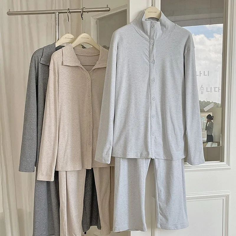 

Корейские спортивные пижамы для женщин, новая осенне-зимняя женская домашняя одежда, повседневный комплект одежды для сна с длинными рукавами, удобная ночная одежда для женщин
