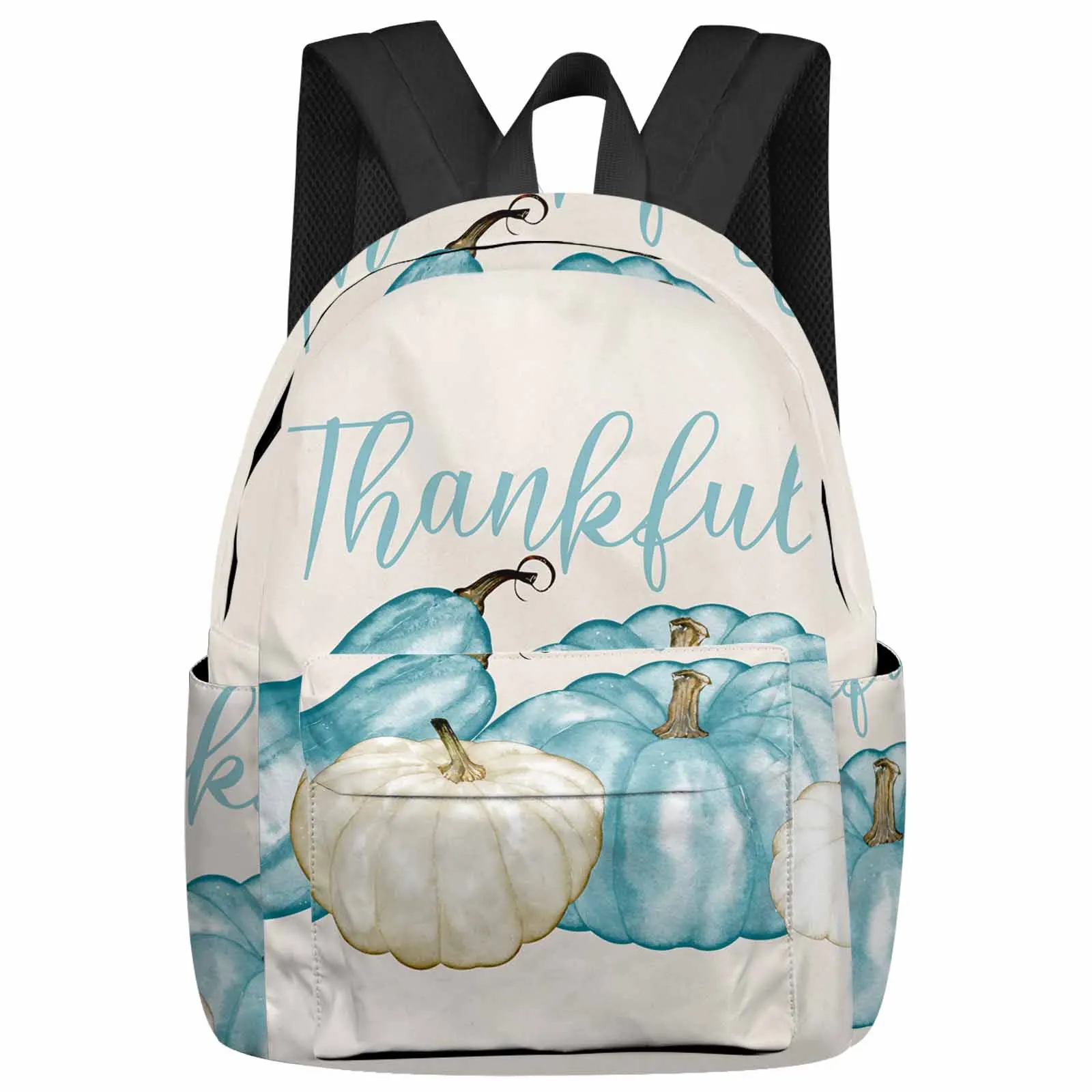 

Autumn Thanksgiving Blue Green Pumpkin Large Capacity Backpack Men Laptop Bags High School Teen College Girl Student Mochila