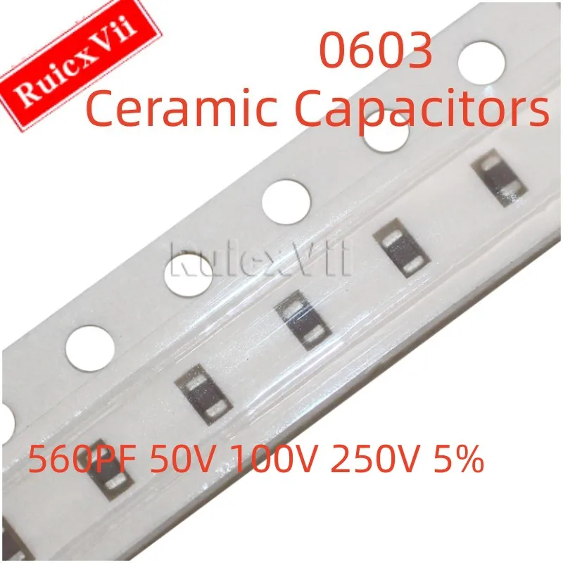 

(100 шт.) 0603 560PF 50 в 100 в 250 в 5% 561J COG 1608 SMD керамические конденсаторы