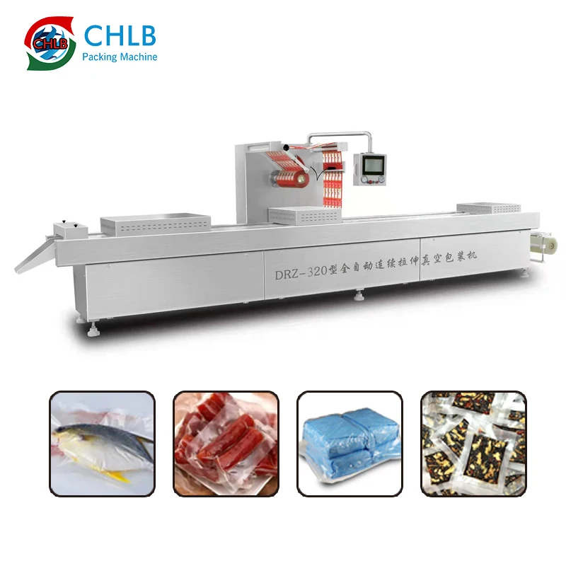 Automatic Meat Frozen Food Vacuum Packaging Machine Continuous Stretch Film Thermoforming Vacuum Packaging Machine