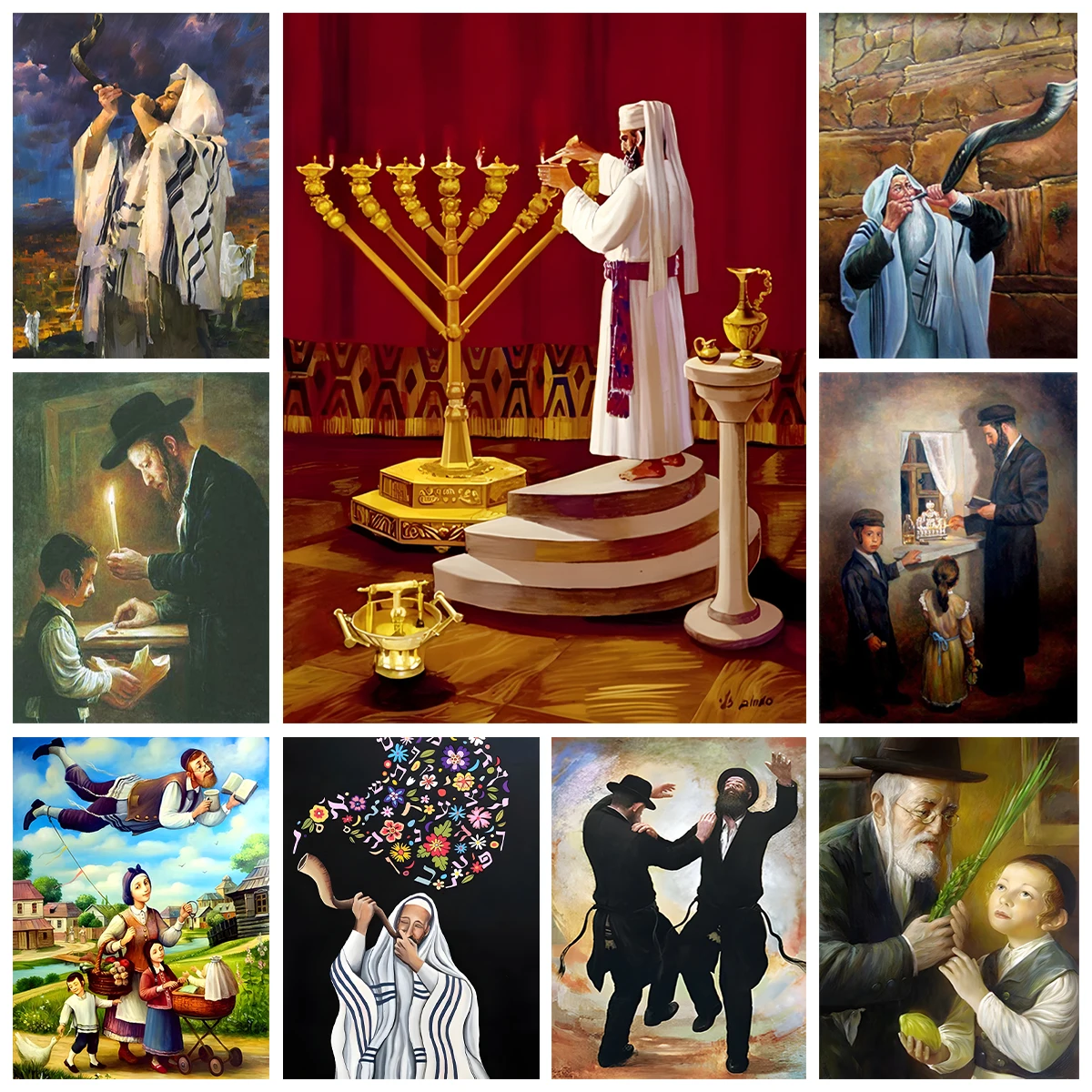 Jewish Style 5D Diamond Painting Kit Shofar Art Picture Mosaic Oil Painting Diy Diamond Embroidery Home Wall Decor