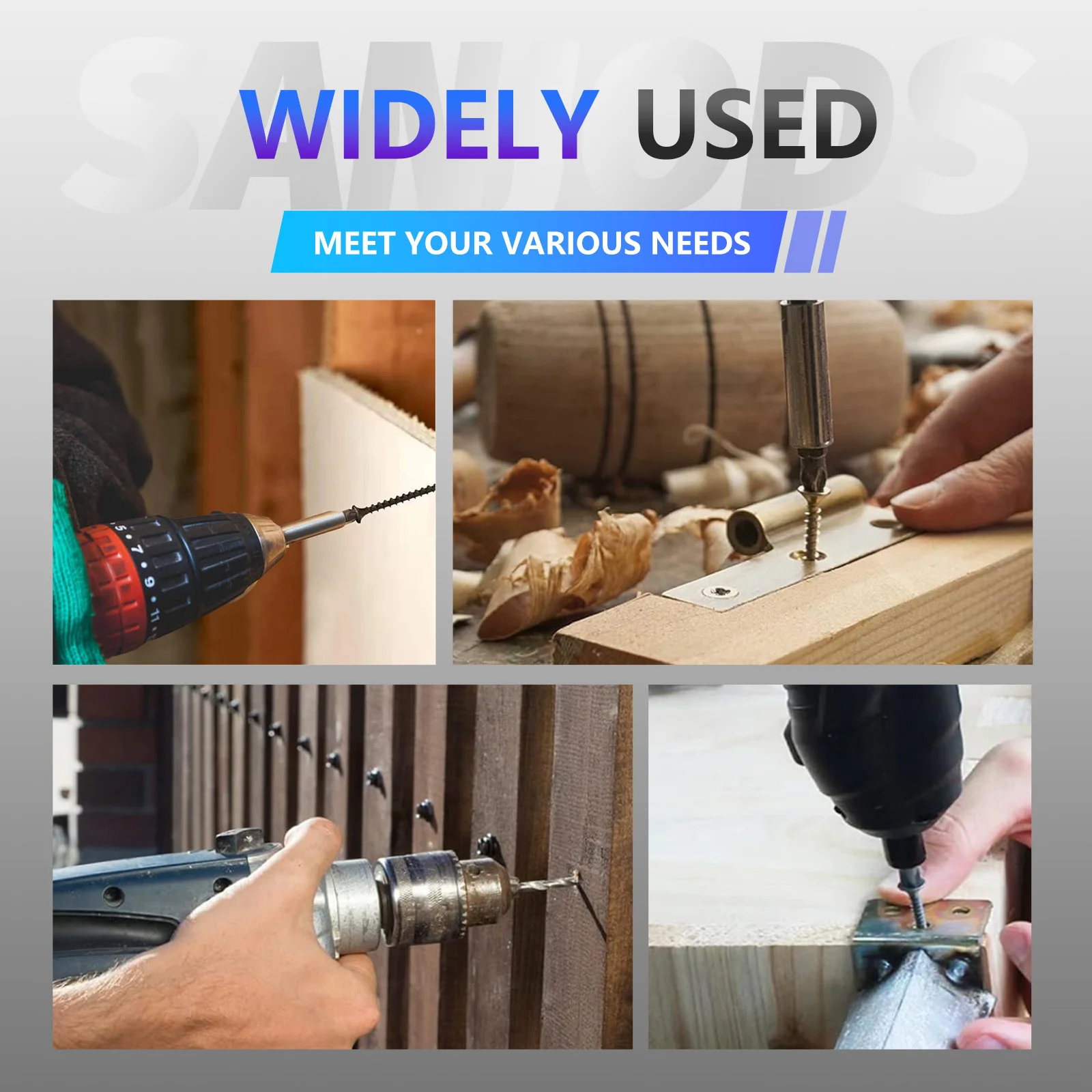 High Hardness Wood Screws Assortment Kit 60 Pcs Phillips Drive Flat Head Coarse Thread Screws Assortment Screw Set (6 Sizes)