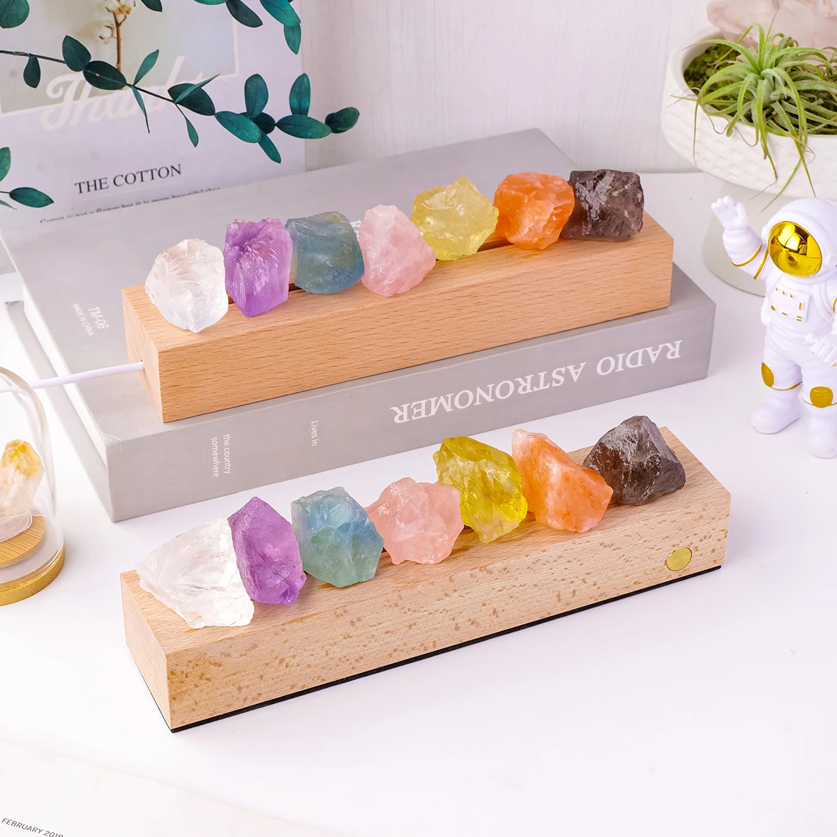 Lámpara de deseos de cristal de piedra rugosa Natural, luz de escritorio USB regulable con interruptor, decoración de cristal para el hogar/oficina, 1 ud.
