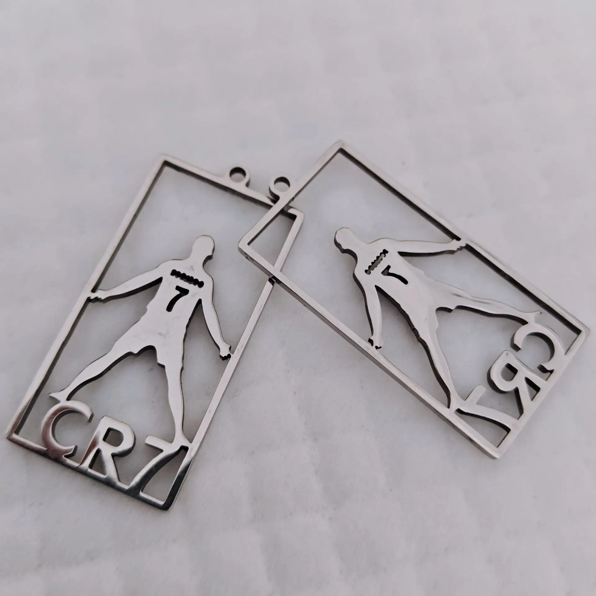 CR7 Messi Stainless Steel Necklace Football Soccer Star Cristiano Ronaldo Leo Messi Pendant Clavicle Charming Jewelry Set