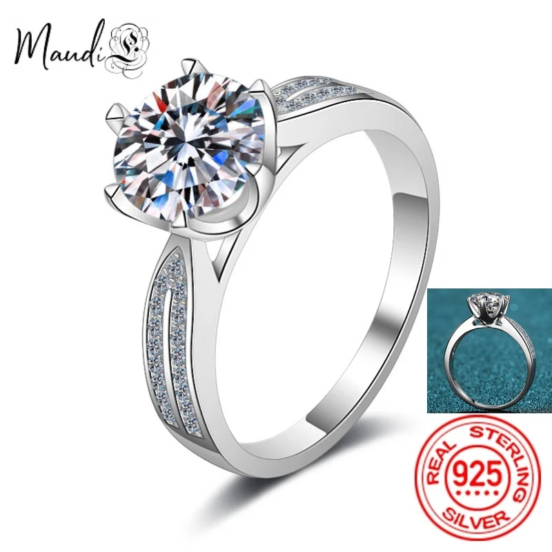 

Maudie 2CT Moissanite Rings for Women Shiny Wedding Solitaire Diamond Promise Ring 925 Sterling Silver Jewelry