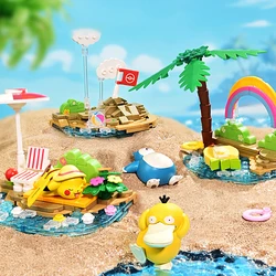 Pokemon Series Building Blocks Collection Pikachu Beach Party Children's Puzzle Bricks Toys Desktop Display Kids Birthday Gifts