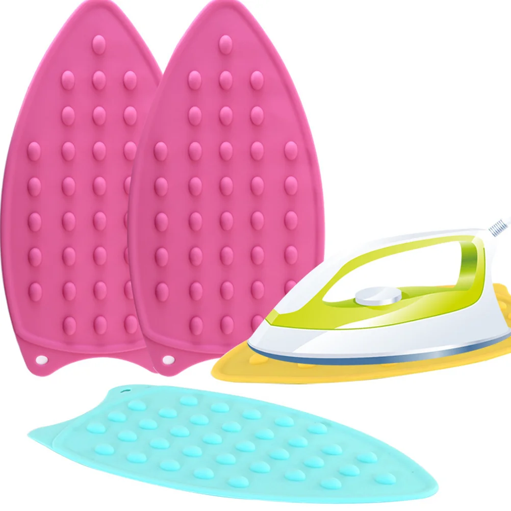 

2pcs Silicone Insulation Pad For Flat Iron Heat Resistant Non-Slip Mat With Hanging Hole Dish Rest Dots Surface Ironing Board