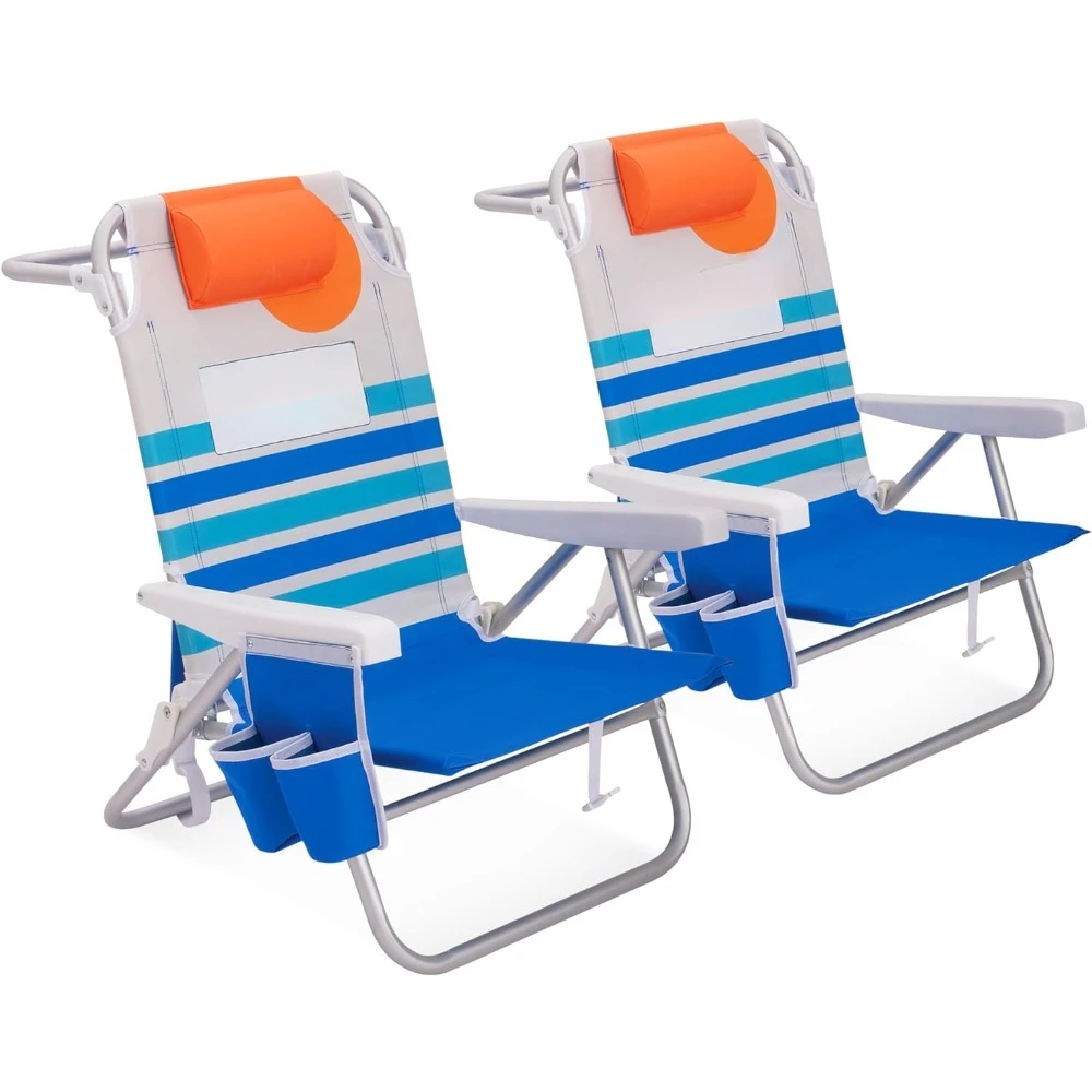 كرسي شاطئ التخييم المحمول ، حقيبة ظهر قوية وخفيفة الوزن ، تصميم AI وصنعه ، حزمة من وحدتين