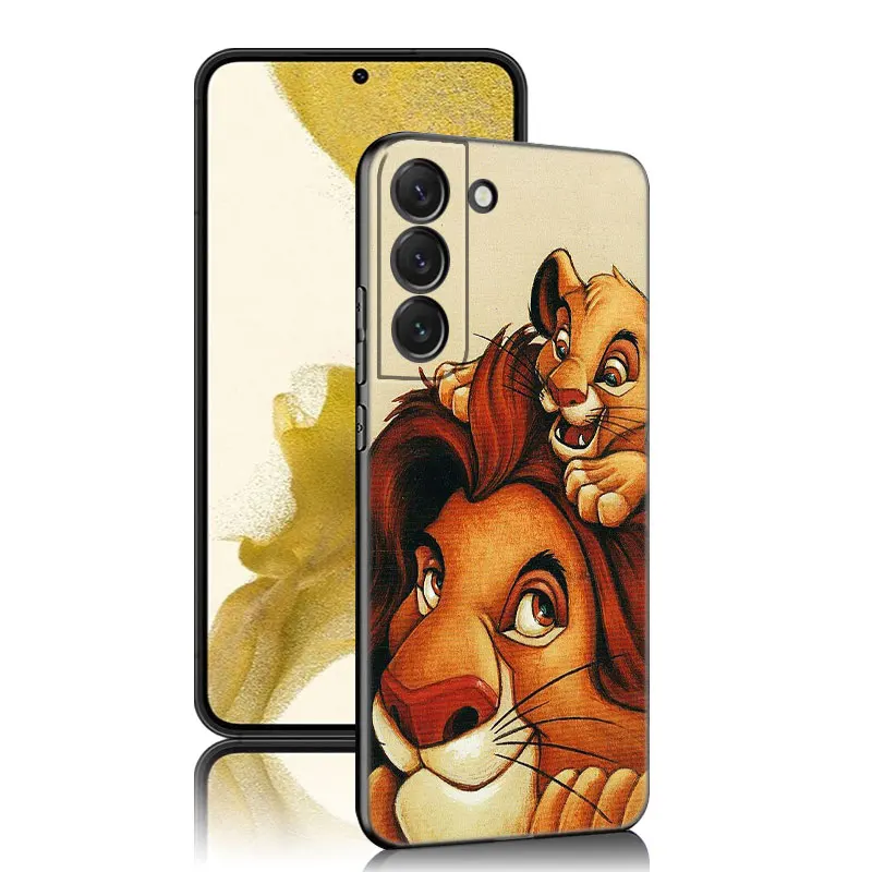 The King Lion Simba Black Silicone Phone Case For Samsung Galaxy S23 S21 S20 FE S24 S22 Ultra S10E S10 S9 S8 Plus