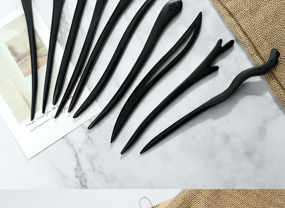 Klassische elegante Holz Haarnadel chinesische einfache Haar Stick Clip Frauen Mädchen traditionelle Stäbchen Haar Gabel Kopfbedeckung Zubehör – Detail 7
