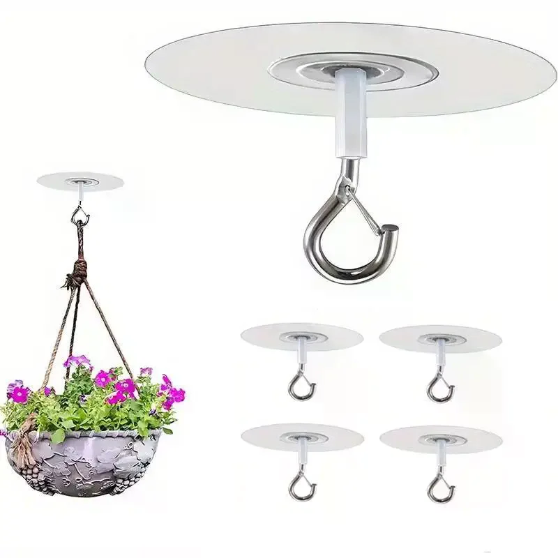 [MA]3Pcs Stick Ceiling Hooks Heavy Duty Adhesive Hooks Waterproof Wall And Ceiling Hangers For Wind Chimes Balloons Decorations