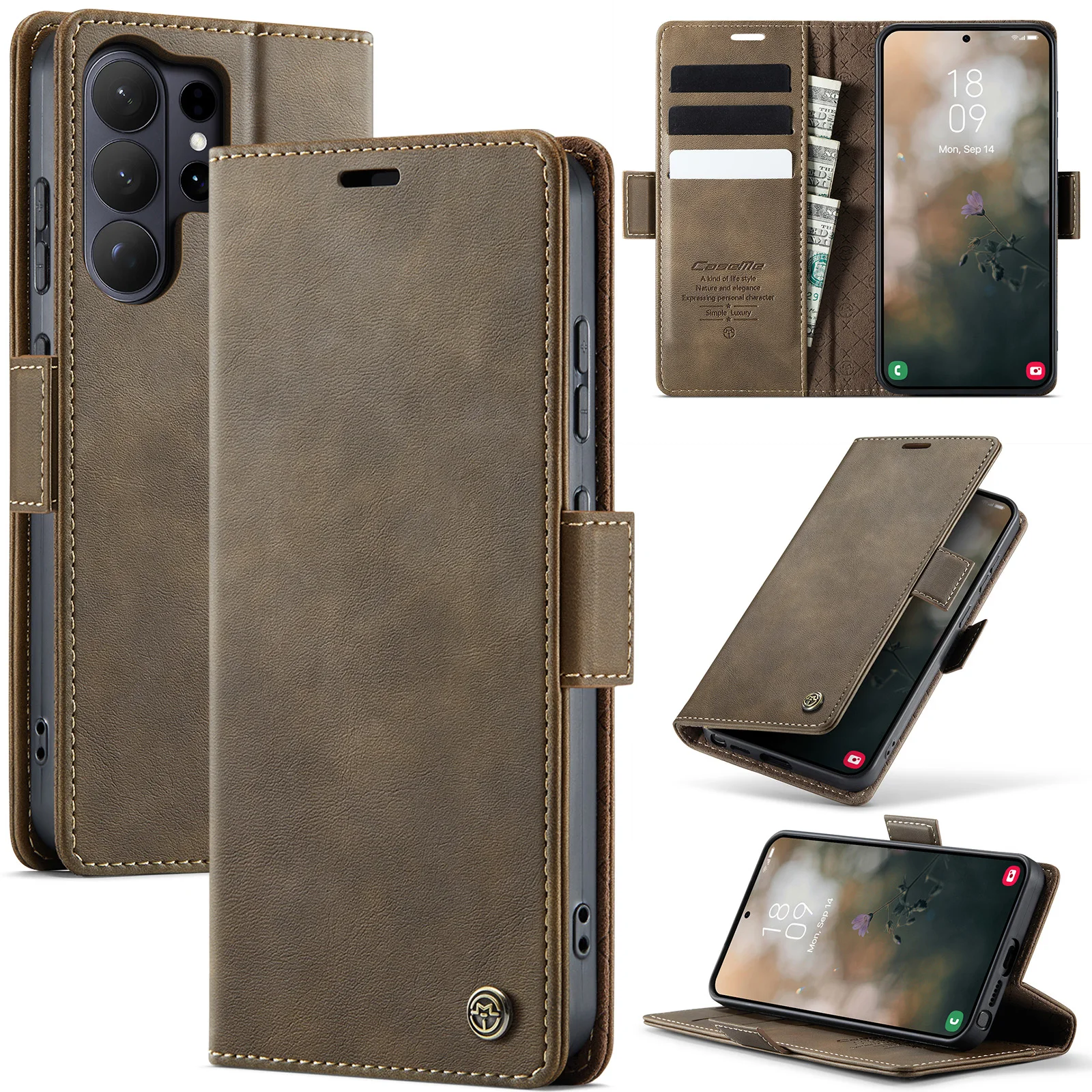 Business Magnetkarten-Slot-Wallet-Lederhülle für Samsung Galaxy S26 Ultra S25 S24 S23 S22 Note 20 Ultra 10 Plus Book Cover