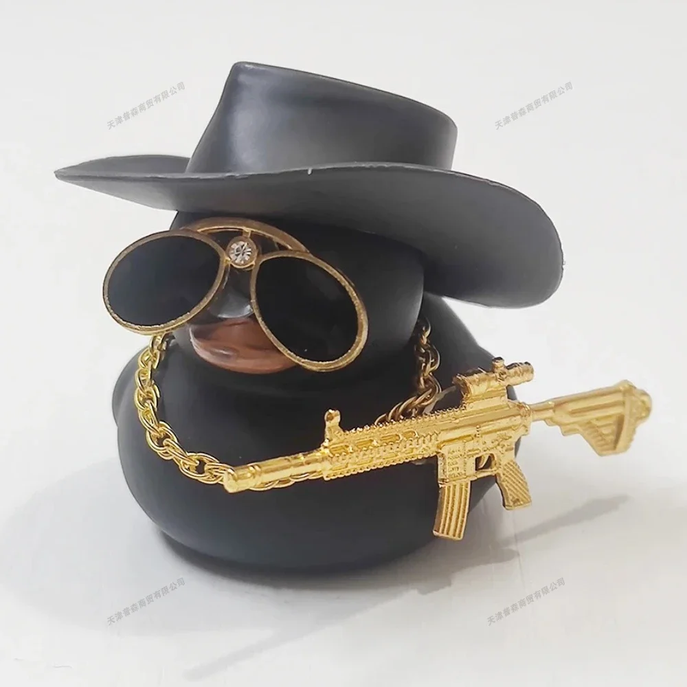 1 Piece Stylish Cowboy Duck Doll with Retro Sunglasses Fun Car Interior Decor Collectible Cute Car Accessories for Auto Lovers