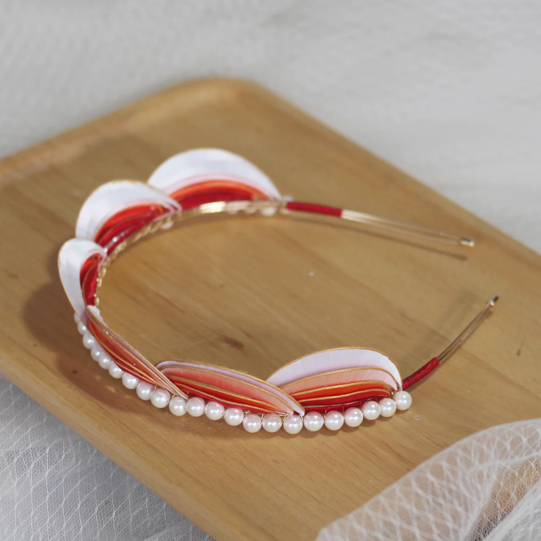 Original Intangible Cultural Heritage Wrapped Flower Headband High-end New Chinese Antique Hanfu Fringed Hair Accessories