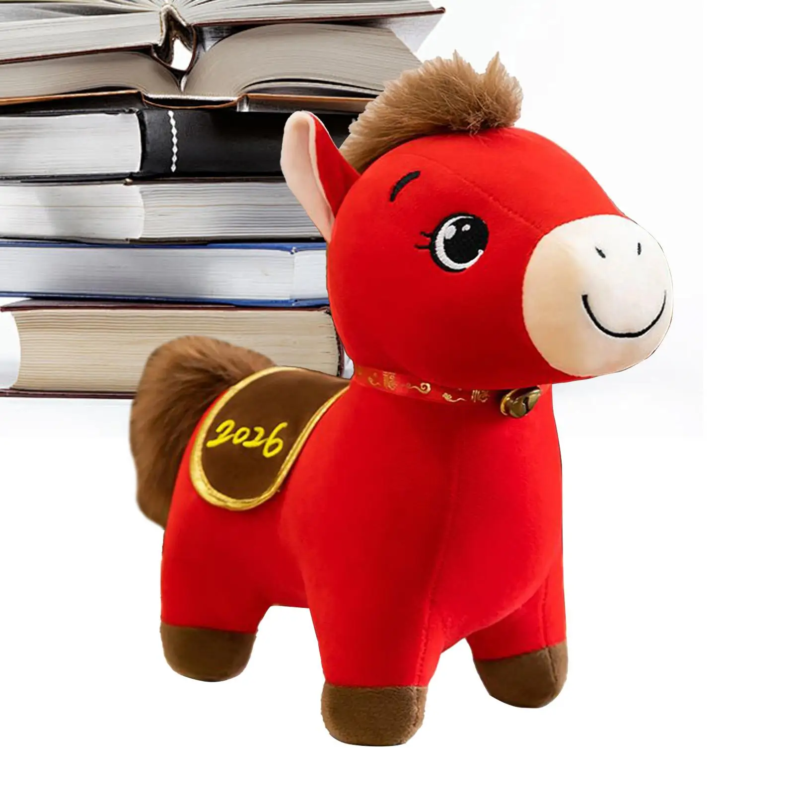 

Horse Mascot Plush Red Comfortable Hugging Doll Cute Horse Stuffed Animal For Family Friends Birthday Chinese Christmas