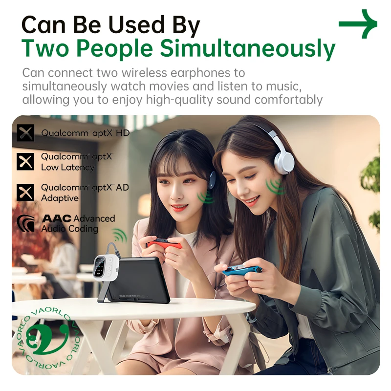 2 in 1 aptX-Adaptive AD/HD/LL AAC Bluetooth Audio Transmitter Receiver 3.5MM AUX HiFi Music Multipoint Airplane Wireless Adapter