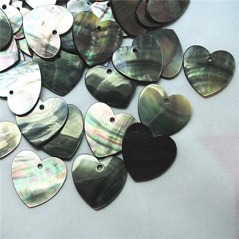 

5PCS New Black Shell Pendants Heart Shape 25MM DIY Jewelry Accessories Saltwater Mother OF Pearl Top Fashions