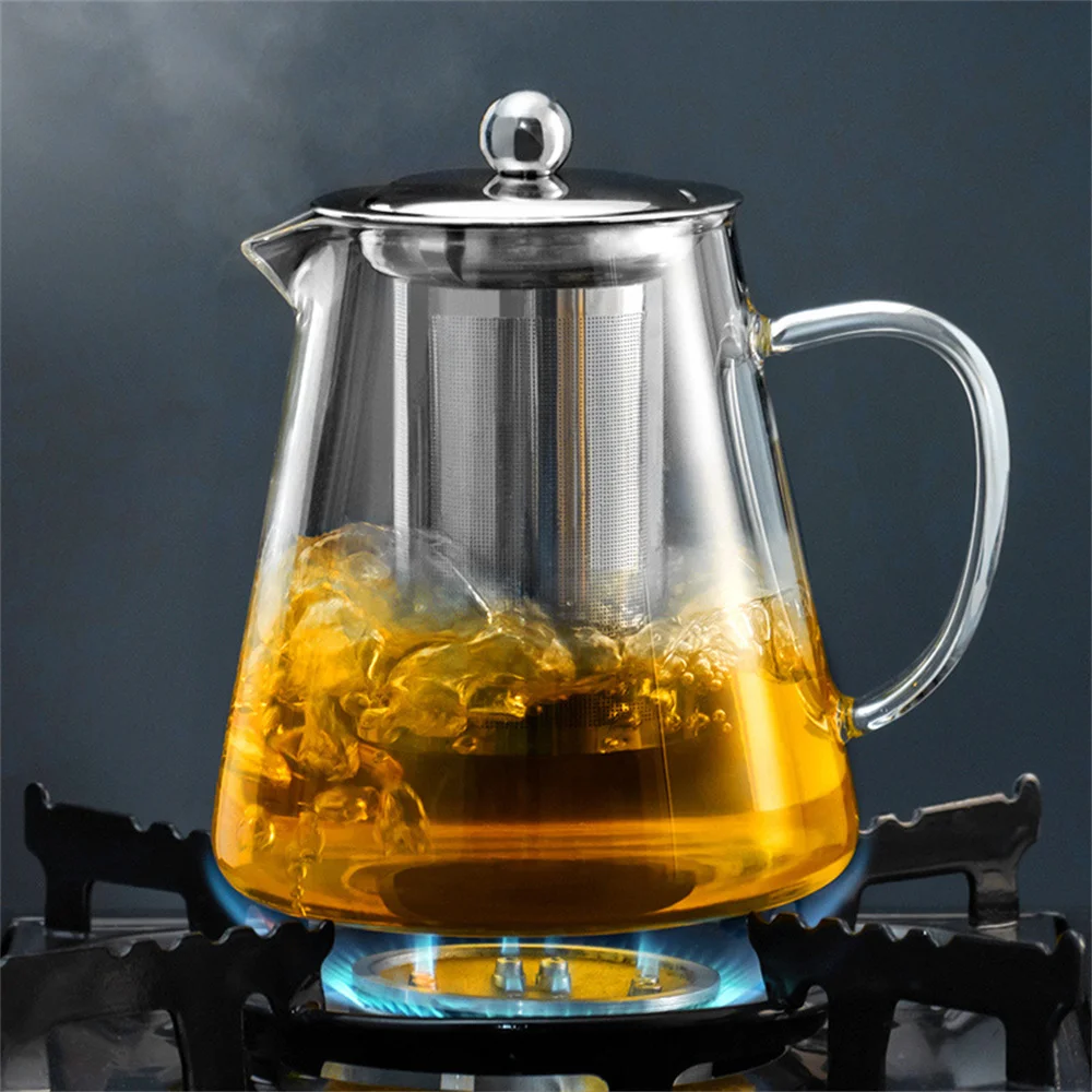 

Heat Resistant Glass Teapot With Stainless Steel Tea Strainer Infuser Flower Kettle Kung Fu Teawear Set Puer Oolong Pot