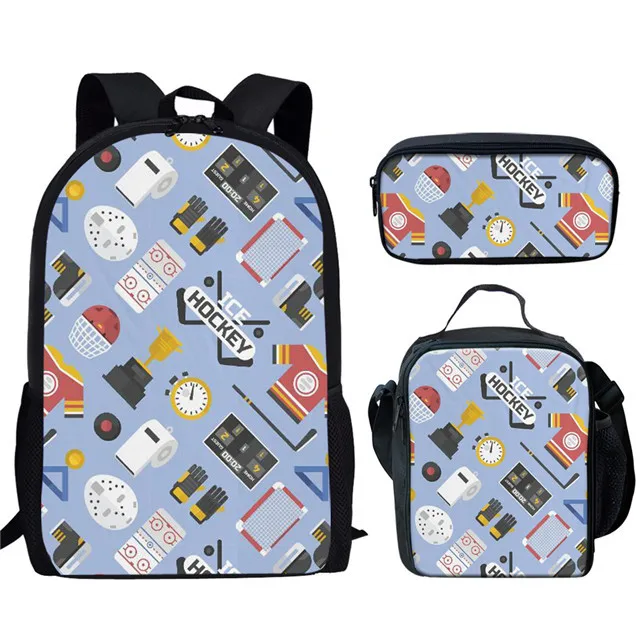 Harajuku Beliebte Neue Hockey 3D Druck 3 teile/satz Student Schule Taschen Laptop Daypack Rucksack Mittagessen tasche Bleistift Fall