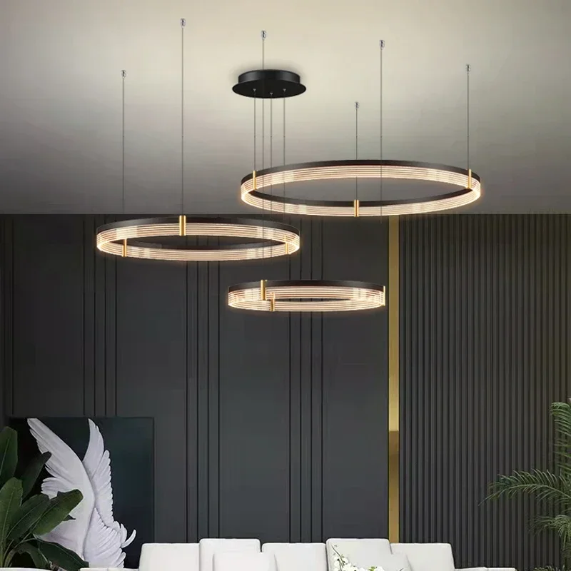 Lustre LED Circle Nordic Design, haut de gamme, éclairage intérieur, décor pour restaurant, chambre à coucher, salon, suspension d'art