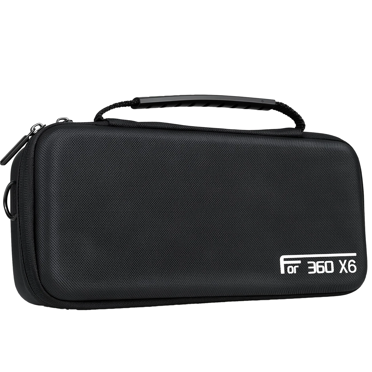 for Insta360 X6 Large Capacity Storage Bag Anti‑Splash Hard Shell PU Carry Case with Shoulder Strap Card Slot Mesh Pouch Black