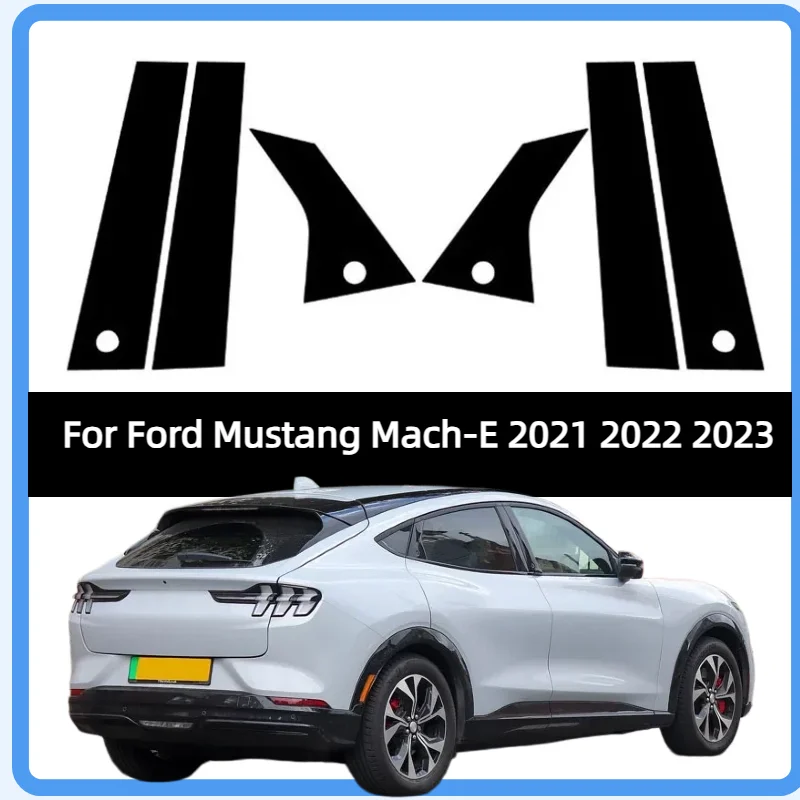 Fit For Ford Mustang Mach-E 2021 2022 2023 Gloss Black Pillar Posts k Window Door Trim Cover Decoration Stickers Styling