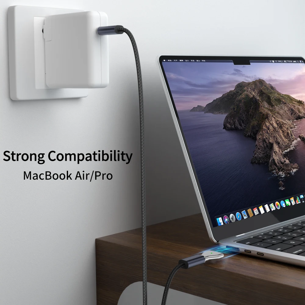 Tipo-C Fêmea para Magnético USB PD 140W PD Adaptador de Carregamento Rápido Conector Fêmea para Magsafe 3 2 1 para Macbook Air/Pro