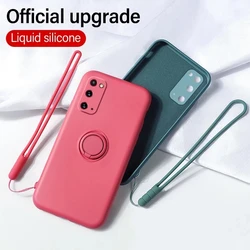 Ring Holder Silicone Case For Samsung Galaxy S21 S20 S10 S9 S8 Plus S20FE Note 20 Ultra 10 9 A50 A70 Soft Liquid Cover