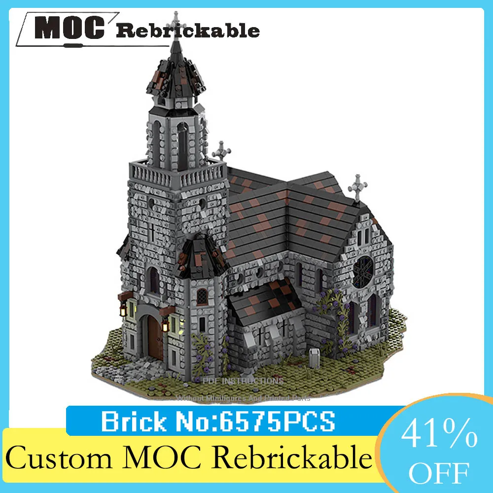 

6575PCS MOC Medieval Cathedral Castle Bell Tower Building Blocks Assembly Street Scene DIY Creative Adults Toy Teen Birthday Gif