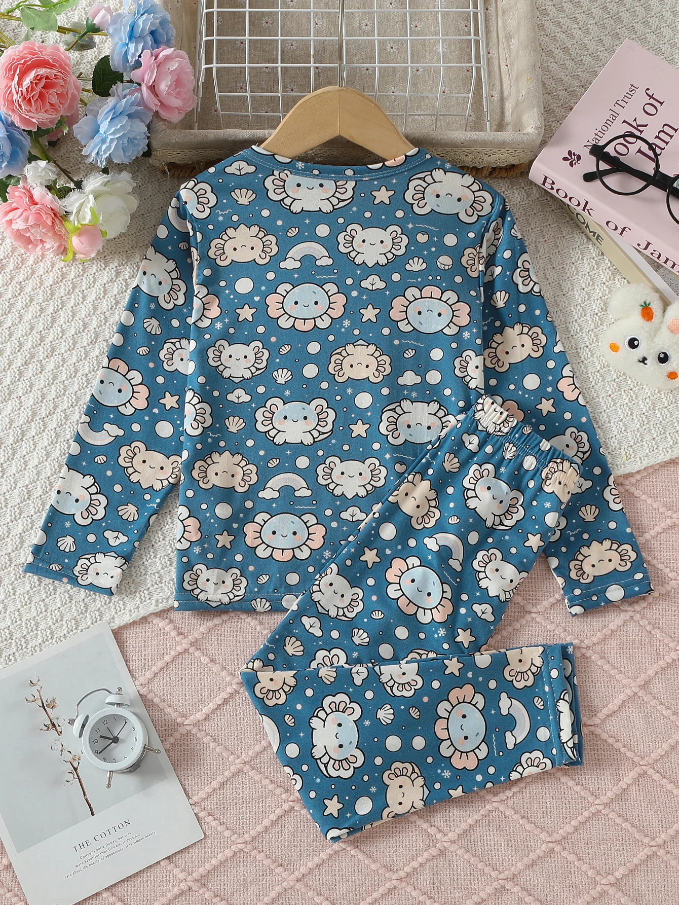 2-teiliger Kinder-Herbstanzug mit süßem Meerjungfrauen-Print, lässiger, warmer Anzug für Jungen und Mädchen, bequeme Hauskleidung, langärmelige Hose – Detail 20