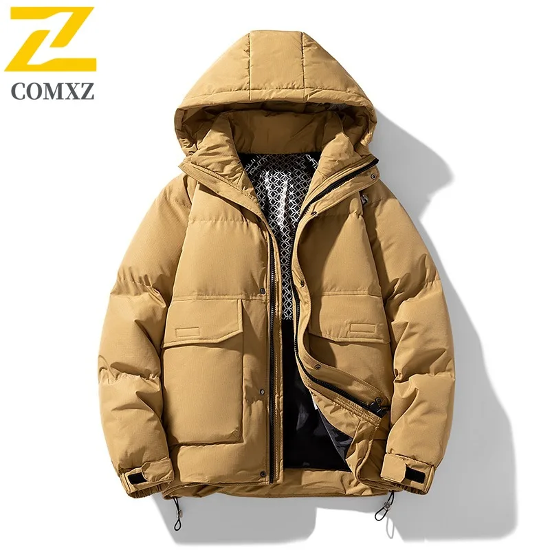 

COMXZ Classic Hooded Men Down Jacket Outdoor Camp Wind Resistant Warmth Parka Leisure Everyday Light Comfort Winter Jackets